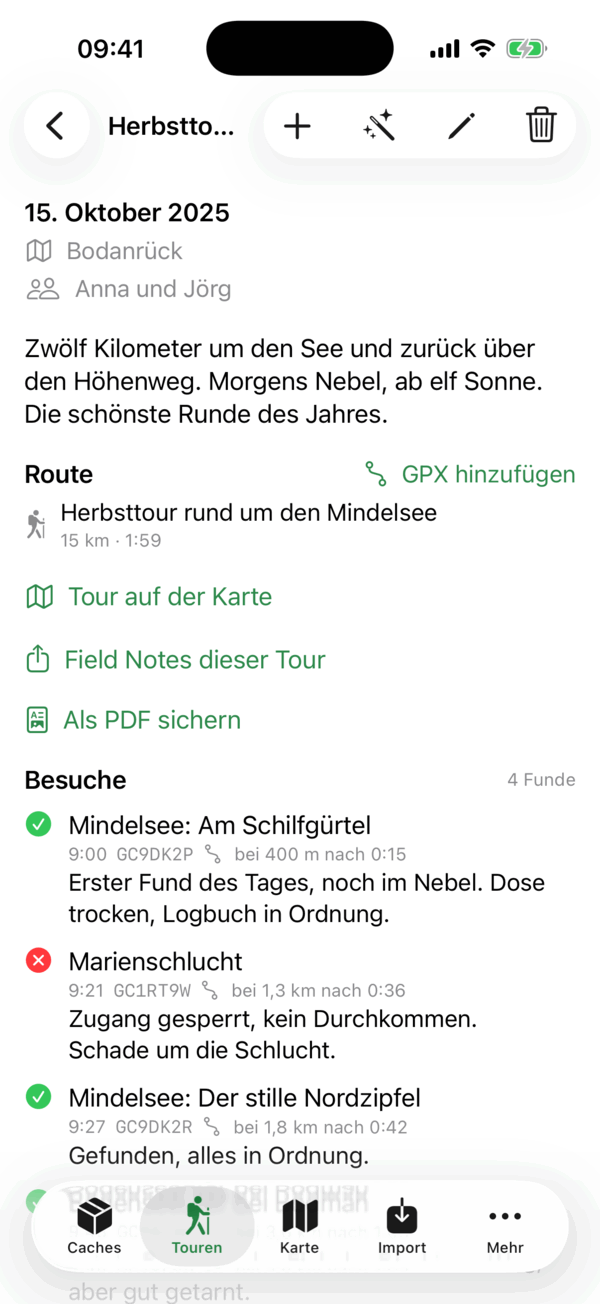 Eine Tour im Detail auf dem iPhone